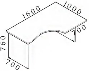 Ergonomický stôl Visio 160 x 100 cm, pravý, orech