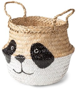 Detský kôš na hračky z morskej trávy v bielo-prírodnej farbe ø 25x24 cm Panda – Compactor