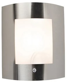 Vonkajšia nástenná lampa oceľ IP44 senzor súmraku - Emmerald