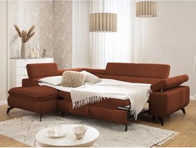 Ženilková rohová pohovka v terakotovej farbe (ľavý roh/do L) Marbeya – Ropez
