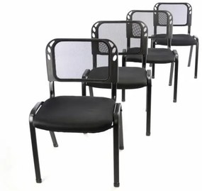 Garthen 41034 Sada 4 stohovateľných kongresových stoličiek - čierna