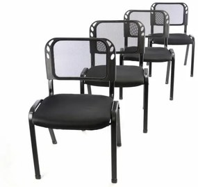 Sada 4 stohovateľných kongresových stoličiek - čierna