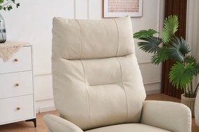 VASHOME Elektrický relaxačný kreslo s nastaviteľným operadlom a podnožkou, s USB nabíjačkou, Béžová