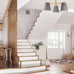 Prisadený luster ELLIE 3xE27/60W/230V šedá/buk