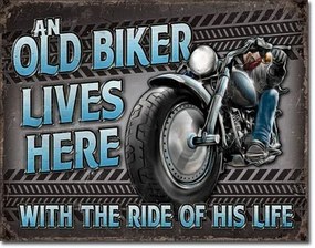 Plechová ceduľa Old Biker - Ride