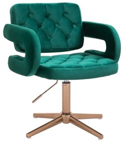 LuxuryForm DESIGN Stolička ADRIA VELUR na zlatom kríži - zelená