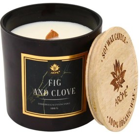 Arome Sójová sviečka Fig and clove, 400 g s dreveným knôtom a viečkom