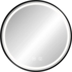 Rea Rea, nástenné kúpeľňové LED zrkadlo, 50cm, čierny rám, HOM-05511