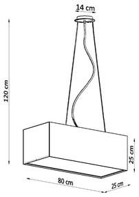 Závesné svietidlo Santa, 1x čierne textilné tienidlo, (biely plast), (80 cm)