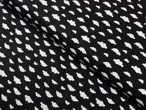 Biante Bavlnené posteľné obliečky Sandra SA-306 Biele obláčiky na čiernom Predĺžené 140x220 a 70x90 cm