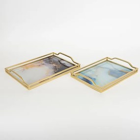 SADA 2x Dekoračný podnos 40x30/35x25 cm zlatá
