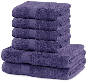 Set 2 bavlnených fialových osušiek a 4 uterákov DecoKing Marina