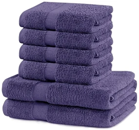 Set 2 bavlnených fialových osušiek a 4 uterákov DecoKing Marina