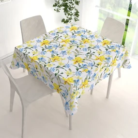 Biante Teflónový štvorcový obrus TF-081 Žlto-modré ľalie na bielom 50x50 cm