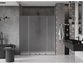 Mexen Velar Duo, posuvné sprchové dvere do otvoru 170 cm, 8mm sklo námraza, brúsený grafit, 871-170-000-32-95