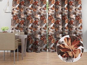 Biante Bavlnený záves Sandra SA-441 Hnedo-tehlové kvety a listy monstery 150x230 cm