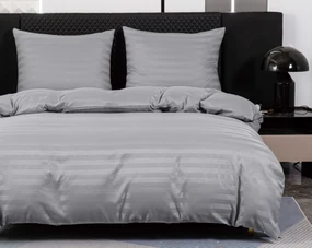 Hotelové obliečky z mikrovlákna JASMINE svetlo sivé - prúžok 2 cm, hotelové vrecko Rozmer obliečky: 70 x 90 cm | 140 x 220 cm
