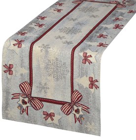 VIANOČNÝ GOBELÍNOVÝ BEHÚŇ NA STÔL BOW 40X100 CM VZOROVANÁ