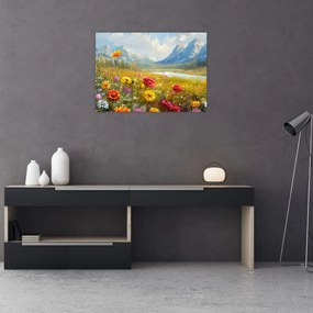 Sklenený obraz - Maľovaná krajina (70x50 cm)