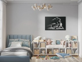 drevko Drevený obraz do detskej izby Parná lokomotíva Rozmer obrazu: 29,5 x 44,5 cm, Farba dekorácie: Čierna