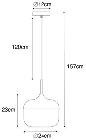 Dizajnové závesné svietidlo čierne so zlatom a dymovým sklom - Kyan