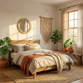 Okrúhle nástenné zrkadlo BOHO 36 cm prírodné
