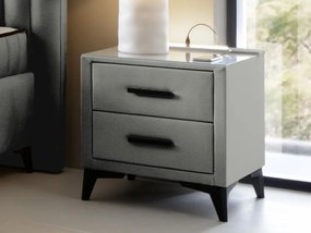 Nočný stolík s 2 zásuvkami Joy, svetlo šedá látka