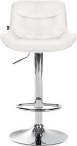 Barová stolička Vonore - zamat, chróm rám - Krémová