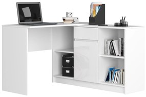 Rohový PC stolík Bahar (biely lesk). Akcia -20%. Vlastná spoľahlivá doprava až k Vám domov. 1069552