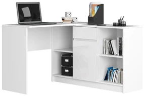 Rohový PC stolík Bahar  (biely lesk). Akcia -20%. Vlastná spoľahlivá doprava až k Vám domov. 1069552