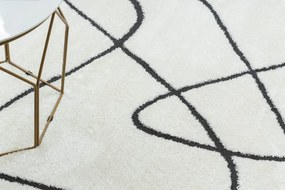 Dywany Łuszczów, Kusový koberec Mode 8377 abstract cream/black, 240x330, biela, chodba / predsieň