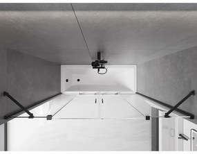 Mexen Velar Duo, 2-krídlová posuvná vaňová zástena 200 x 150 cm, 8mm číre sklo, čierny matný profil, 896-200-000-02-70