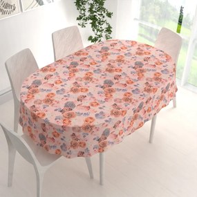 Biante Teflónový oválny obrus TF-062 Ruže na lososovo ružovom 100x160 cm