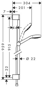 Hansgrohe Croma Select S, sprchová sada 1jet so sprchovou tyčou 90 cm, biela/chrómová, HAN-26574400