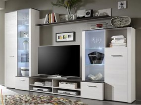 Obývacia stena Dakar, bielený smrekovec, s osvetlením