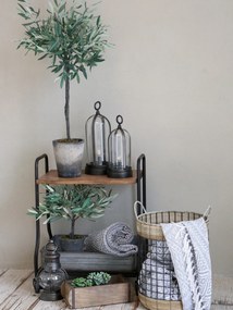 Zinkový antik kovový vozík na kolieskach s drevenou doskou Fiel - 50*38*64cm