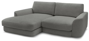 Tmavosivá rohová pohovka z textílie buklé (ľavý roh/s leňoškou) Leonore – Bobochic Paris