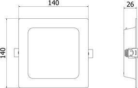 Mexen LDRR, LED stropné svietidlo na zapustenie 14 x 14 cm, 9W, studená - 6500K, 990 lm, biela - L211-014-0965-20