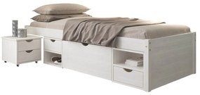 Inter Link Funkčná posteľ s 2 integrovanými nočnými stolíkmi (Till – biela, 90 x 200 cm)  (100180021)
