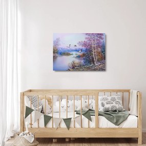 Sklenený obraz - Prichádza jeseň, olejomaľba (70x50 cm)