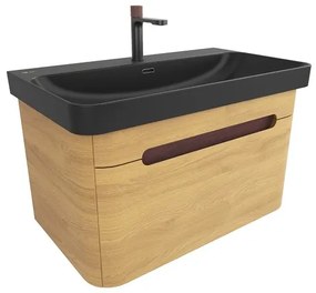 Kúpeľňová skrinka s umývadlom SAT Fusion 77,5x43x45 cm dub medový mat SATFUSION80DMBKMBA, 1 ks