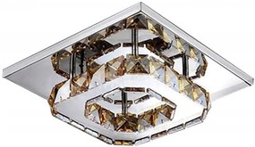 Toolight - Krištáľová hranatá stropná lampa Glamour 8W, teplé svetlo, APP405-C, chrómová, OSW-65003