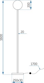 Toolight - Podlahová lampa Reno E27 60W 300216, zlatá, OSW-09565