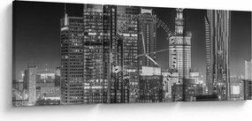 Obraz - Čiernobiely New York (s hodinami) (90x30 cm)