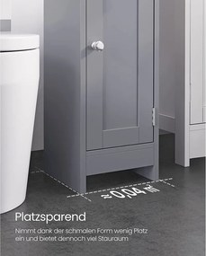 VASAGLE úzka kúpeľňová skrinka s dvierkami – sivá BBC310P36