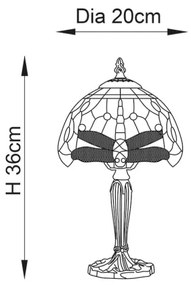 Endon 64088 - Stolná lampa Tiffany DRAGONFLY 1xE14/40W/230V priemer 20 cm
