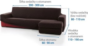 Super strečové poťahy NIAGARA čokoládová sedačka s otomanom vpravo (š. 200 - 300 cm)