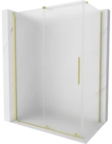 Mexen Velar, sprchový kút s posuvnými dverami 160 x 85 cm, 8mm sklo námraza, zlatá matná, 871-160-085-31-55