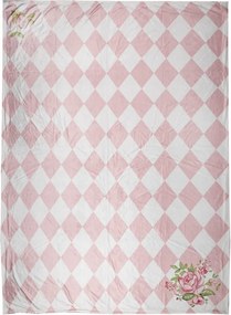 Ružový plyšový károvaný pléd s ružami Sweet Roses - 130*170 cm