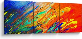 Obraz - Farebná abstrakcia (s hodinami) (90x30 cm)